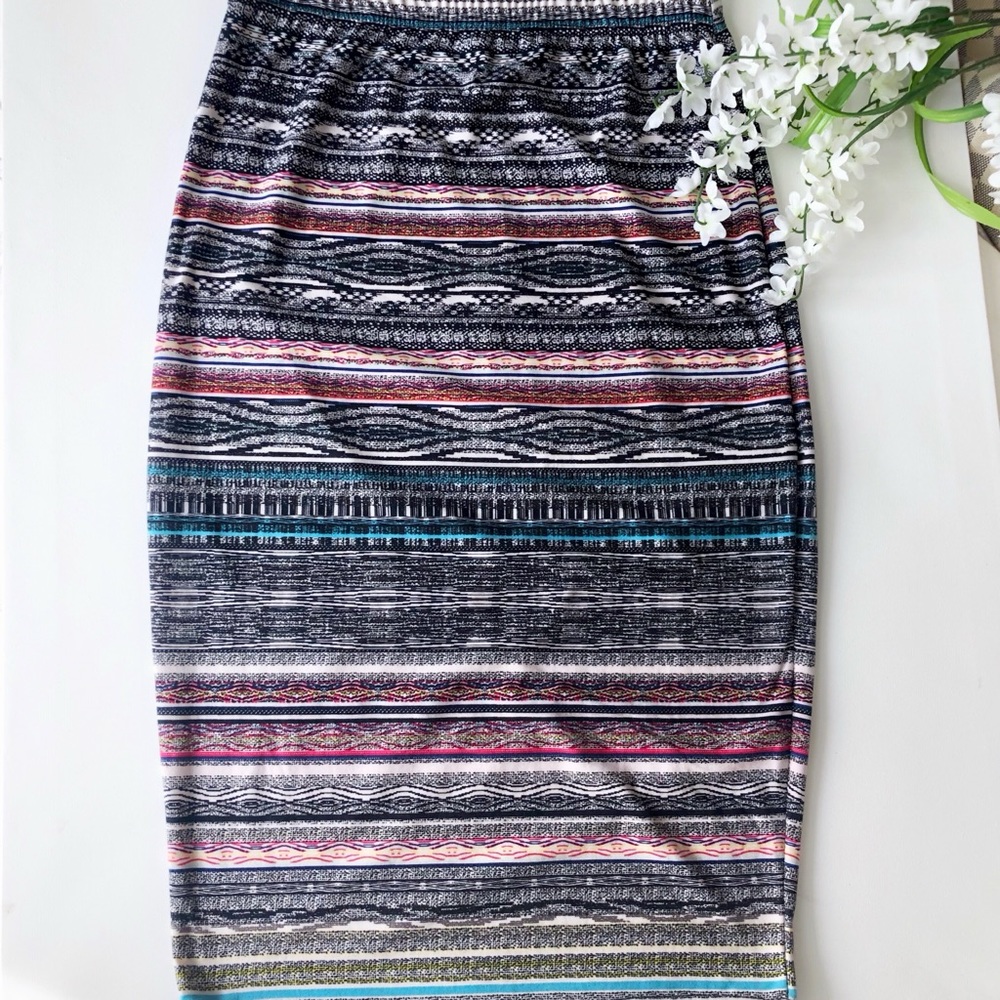 Hot Kiss Tribal “Pencil” Small Stretchy Midi Skirt
